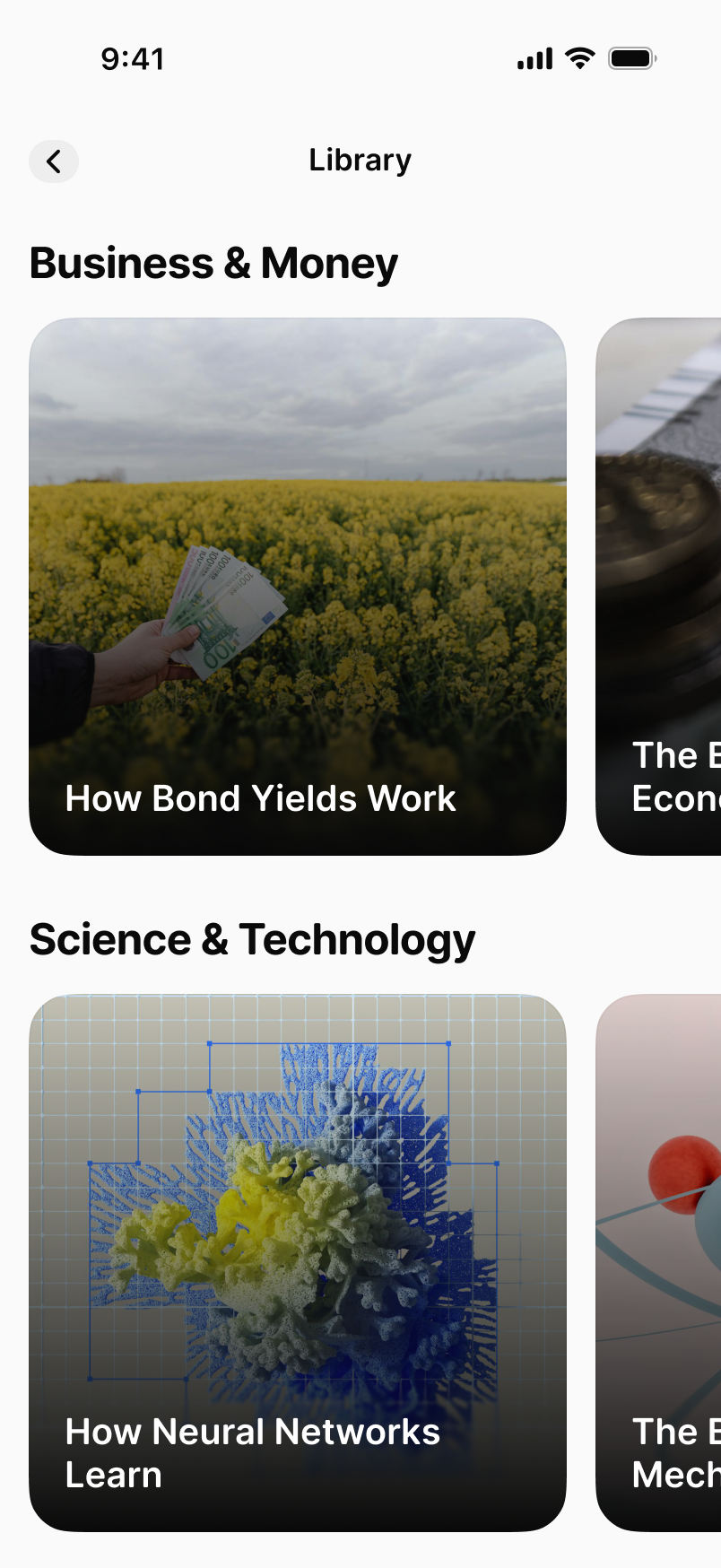 The Roe library with curated paths like How Bond Yields Work and How Neural Networks Learn