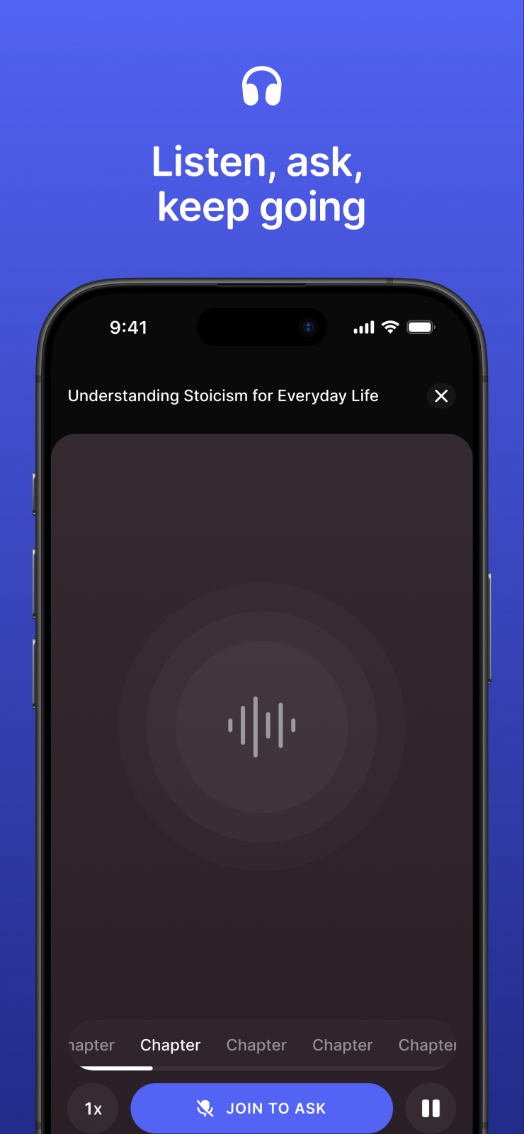 Listen, ask, keep going: the audio player for a lesson