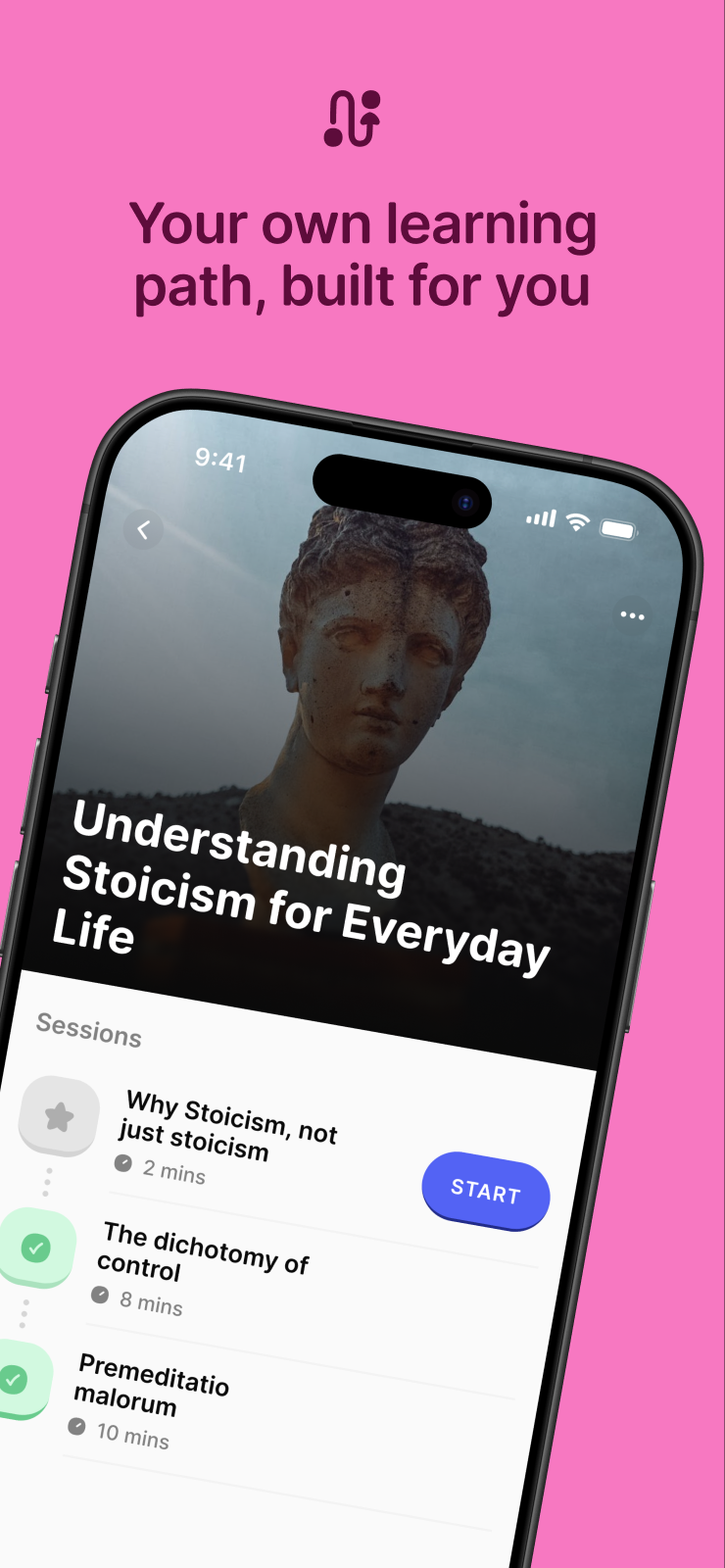Your own learning path, built for you: a study path with its sessions